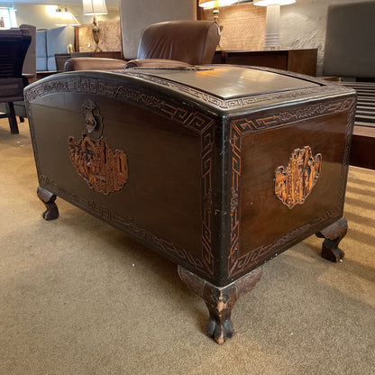 Ornate Carved Vintage Trunk