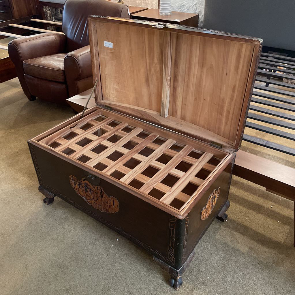 Ornate Carved Vintage Trunk