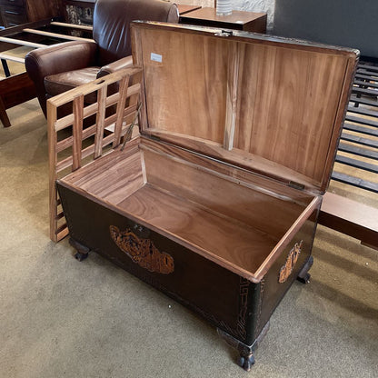 Ornate Carved Vintage Trunk