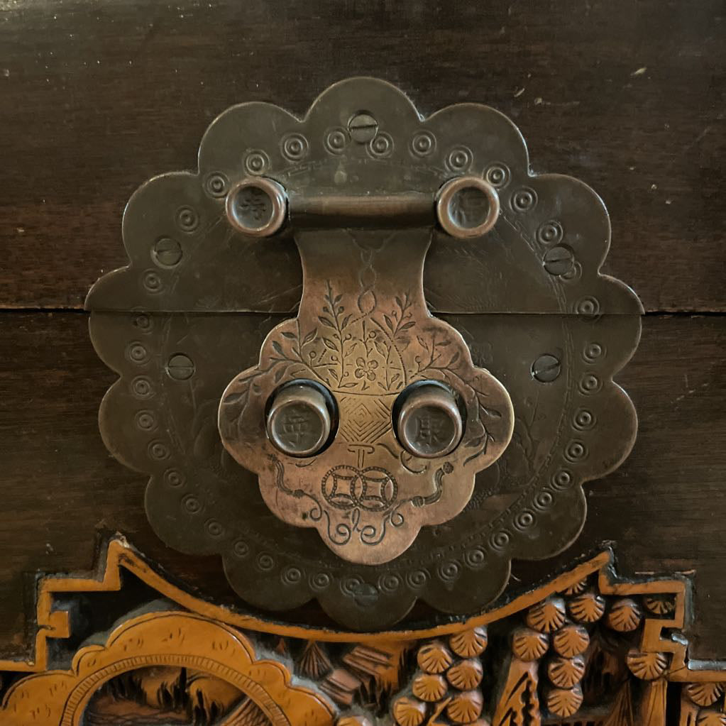 Ornate Carved Vintage Trunk