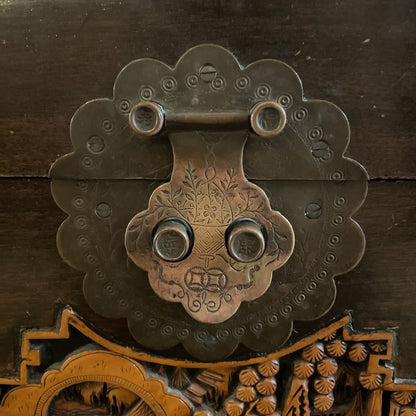 Ornate Carved Vintage Trunk