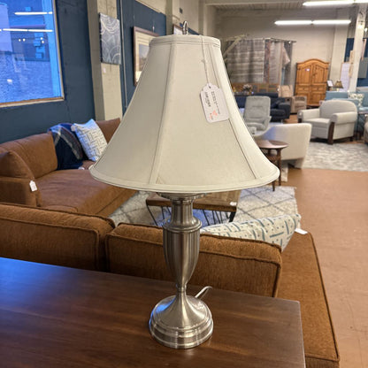 Silver Base Lamp w/ Vintage Style Shade LAMPS