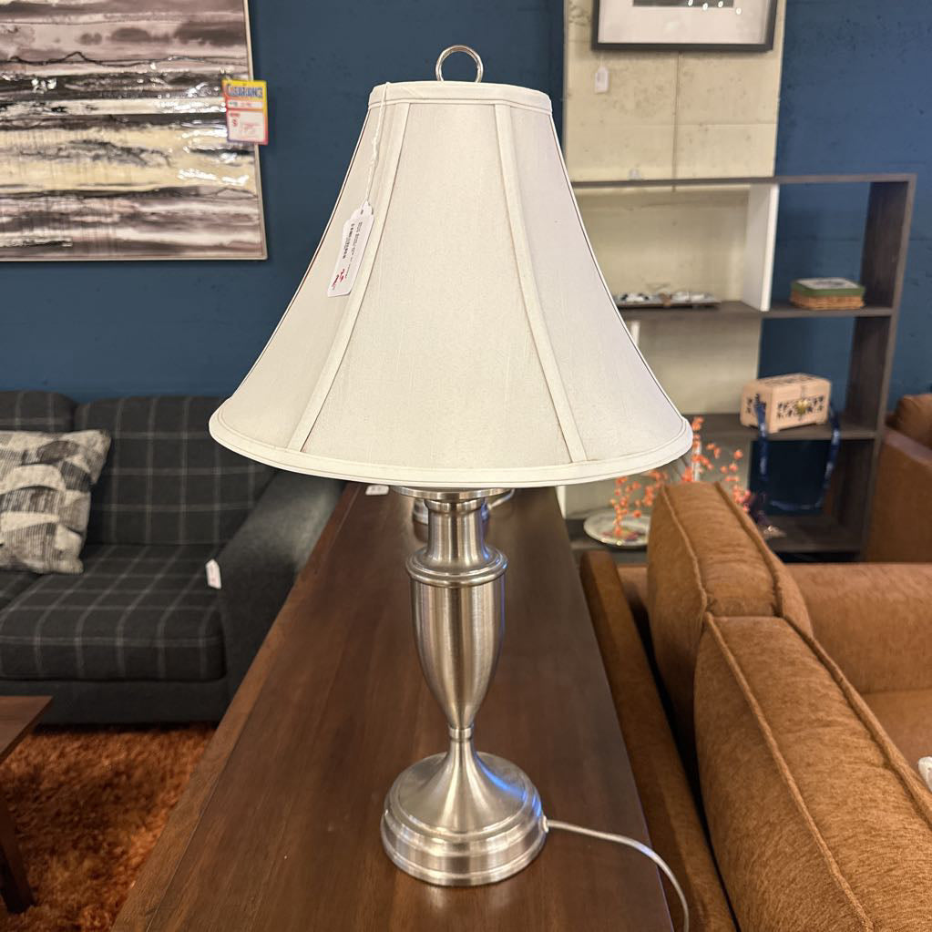 Silver Base Lamp w/ Vintage Style Shade LAMPS