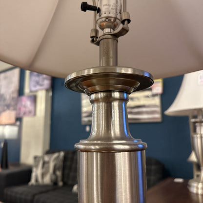 Silver Base Lamp w/ Vintage Style Shade LAMPS