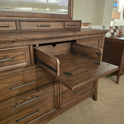 12 Drawer Dark Wood Dresser w/ Mirror