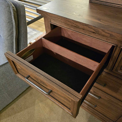 12 Drawer Dark Wood Dresser w/ Mirror