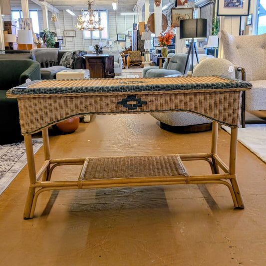 Rattan Console w/ Diamond Pattern