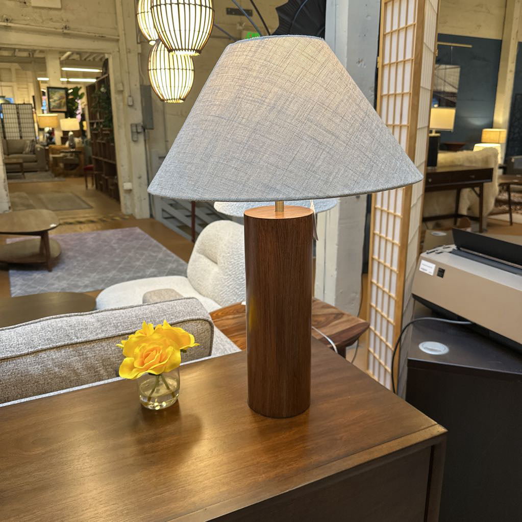 Walnut Column Table Lamp LAMPS