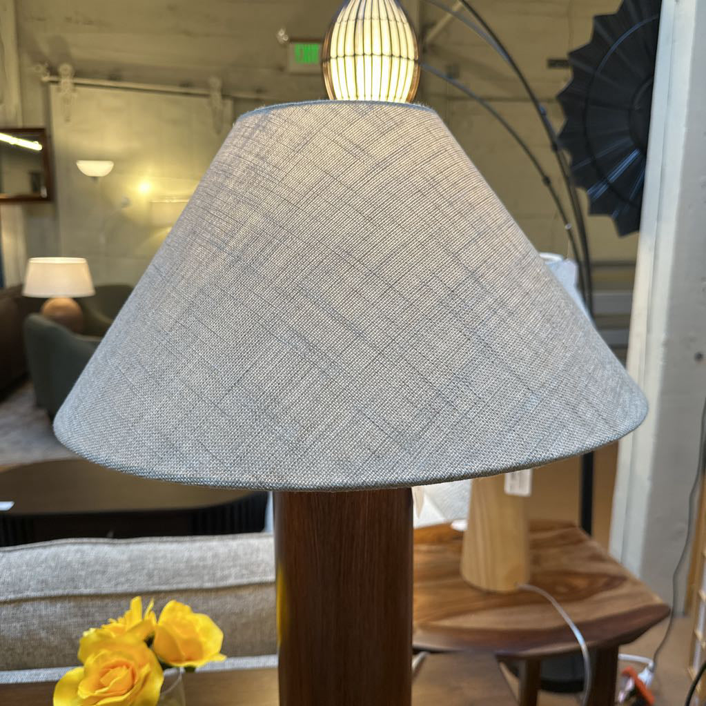 Walnut Column Table Lamp LAMPS