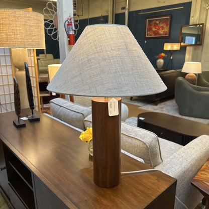 Walnut Column Table Lamp LAMPS
