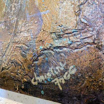 Close-up of a textured surface with 'Christine Fosse' signature.