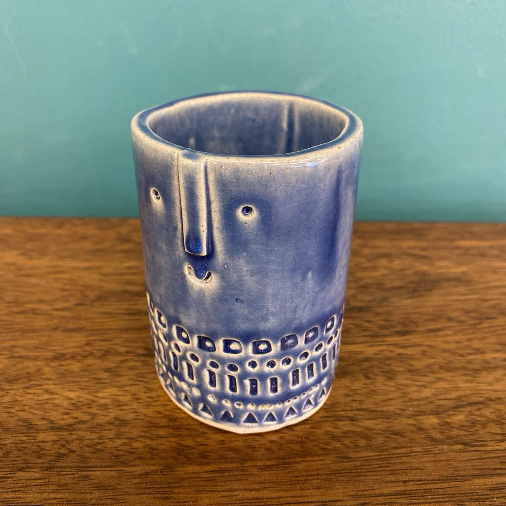 Signed ATELIER STELLA Pottery Small Blue