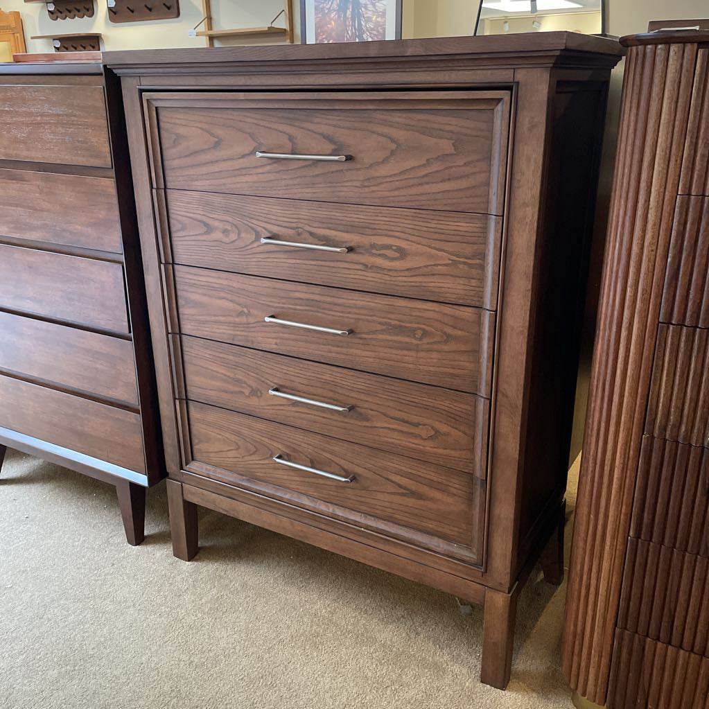 Dark Wood 5 Drawer Highboy