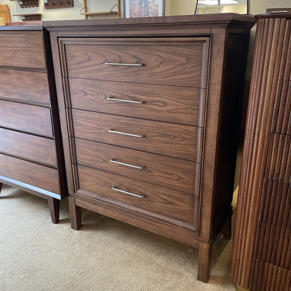 Dark Wood 5 Drawer Highboy