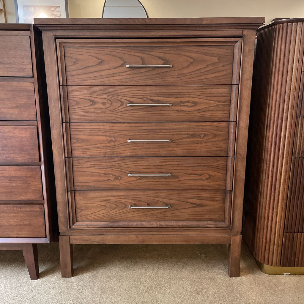 Dark Wood 5 Drawer Highboy