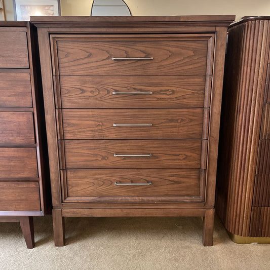 Dark Wood 5 Drawer Highboy