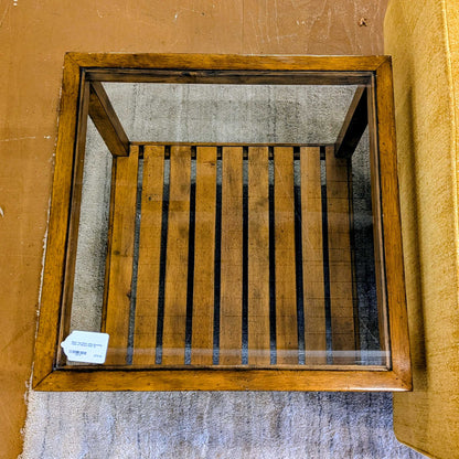 Glass Top Ethan Allen Bunching Table w/ Slatted Shelf