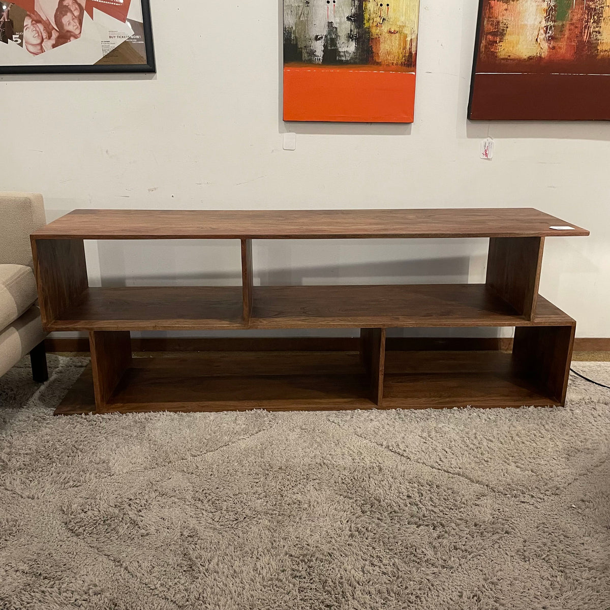 Walnut Asymmetric TV Stand