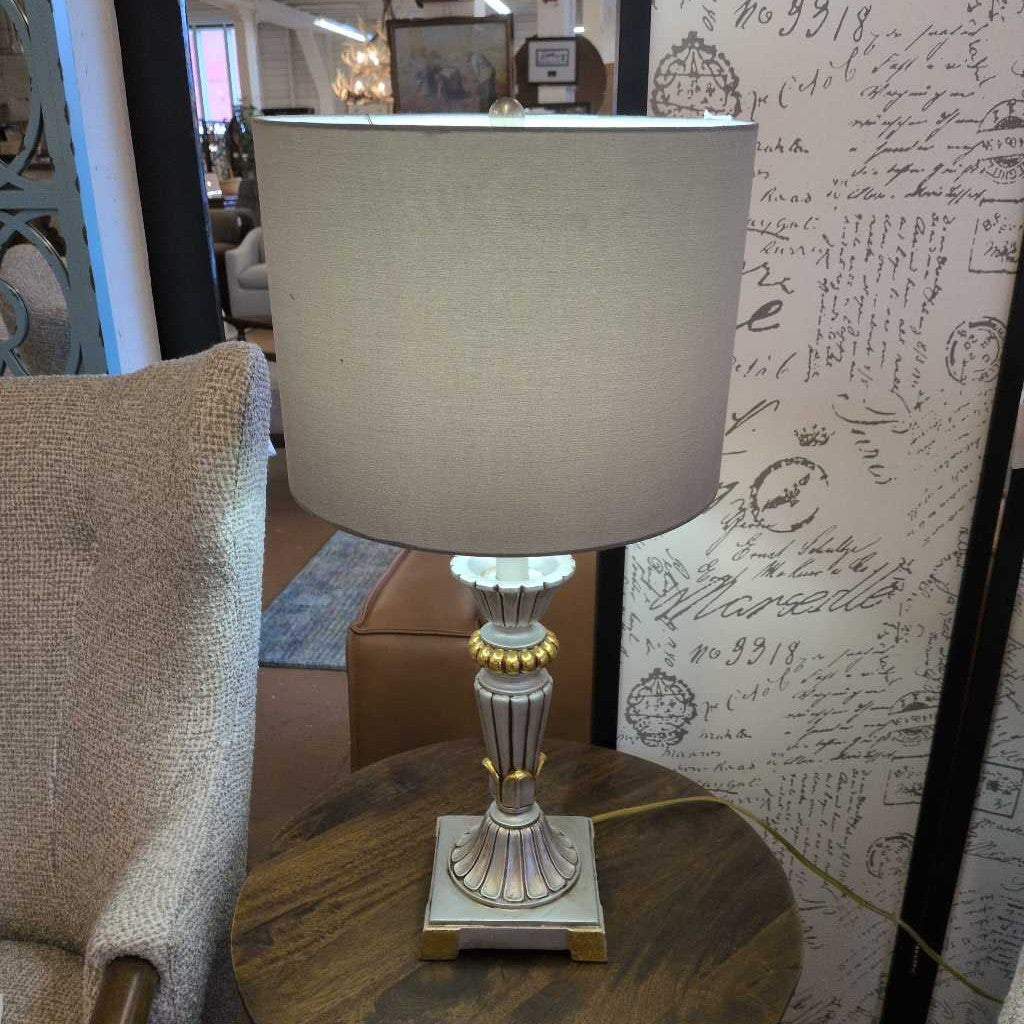 Silver And Gold Lamp w/Grey shade LAMPS