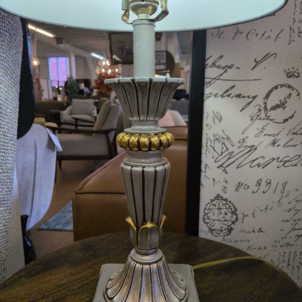 Silver And Gold Lamp w/Grey shade LAMPS