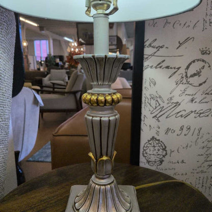 Silver And Gold Lamp w/Grey shade LAMPS