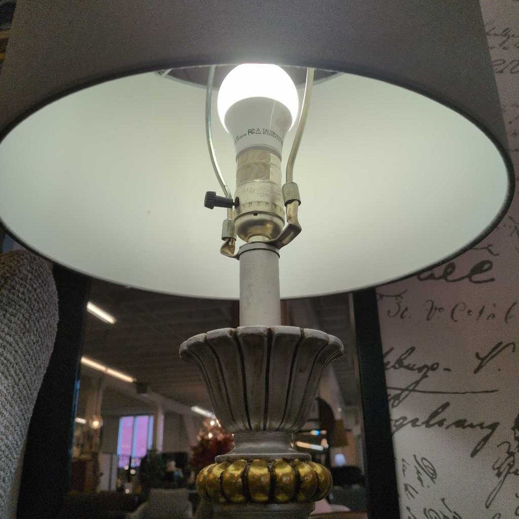 Silver And Gold Lamp w/Grey shade LAMPS