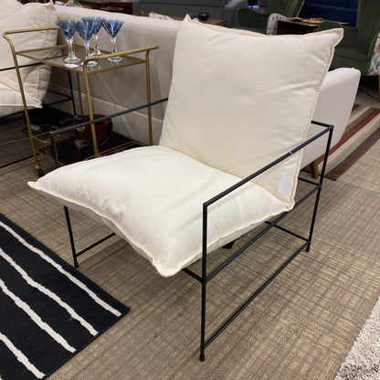 Iron Frame White Accent Chair