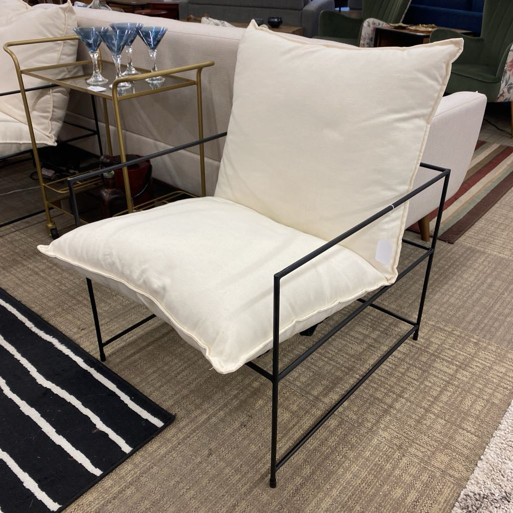 Iron Frame White Accent Chair