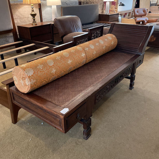 Chinese Chaise with Orange Bolster Pillow