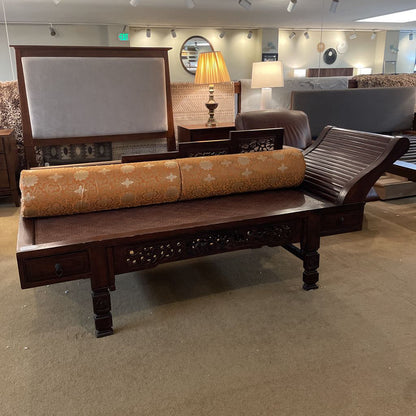 Chinese Chaise with Orange Bolster Pillow