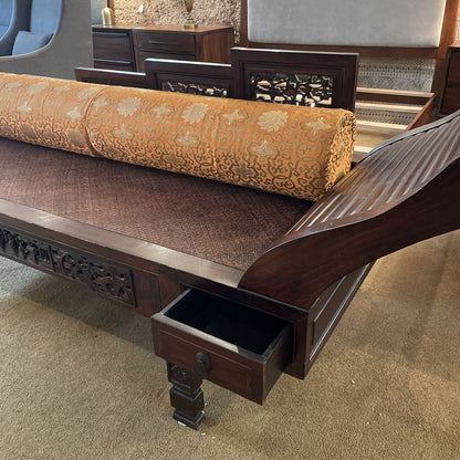 Chinese Chaise with Orange Bolster Pillow