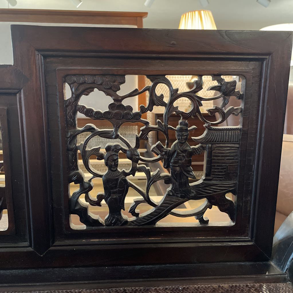 Chinese Chaise with Orange Bolster Pillow