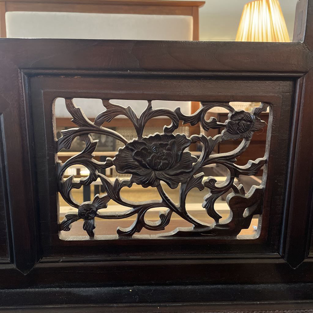 Chinese Chaise with Orange Bolster Pillow