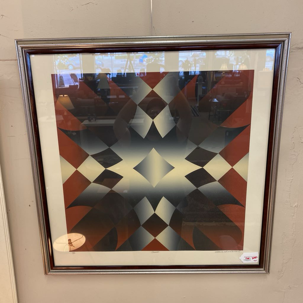 Vintage MARK ROWLAND Signed OP Art Print ART