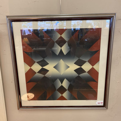 Vintage MARK ROWLAND Signed OP Art Print ART