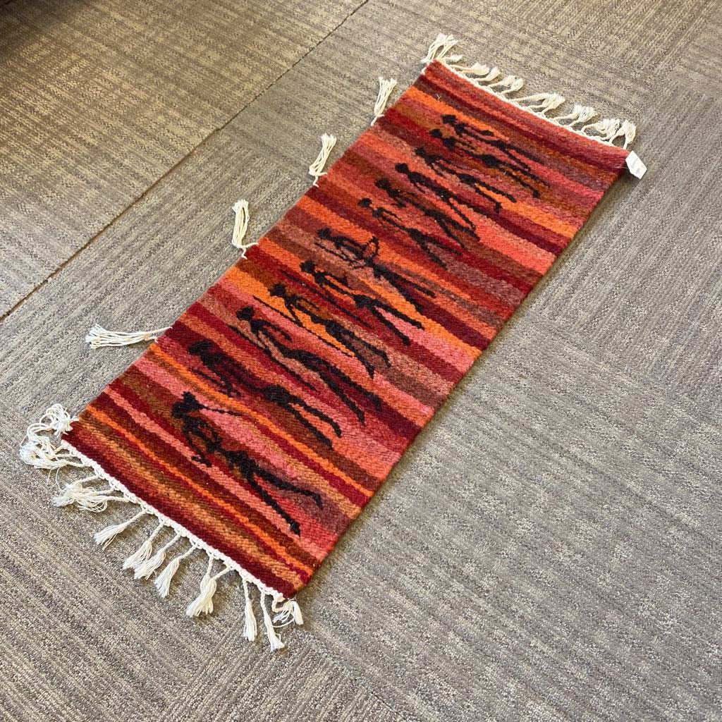 Red & Orange Stripe Tribal Figures Rug Art