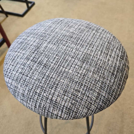 Tall Round Bar Stool With Thin Legs/Grey Striped Seat
