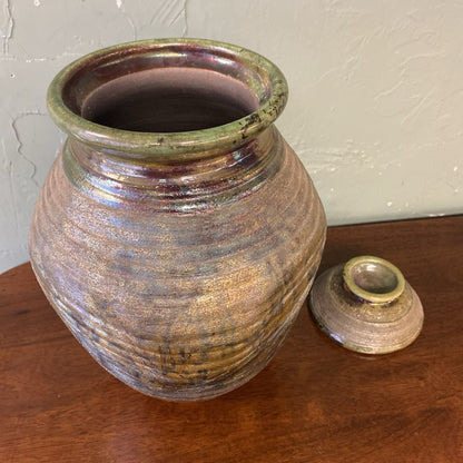 Vintage Signed Raku Pottery w/Lid SMALLS