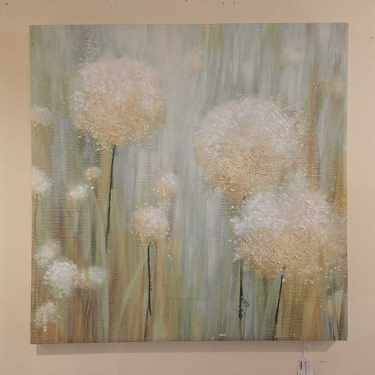 Square Dandelion Canvas Art - Green
