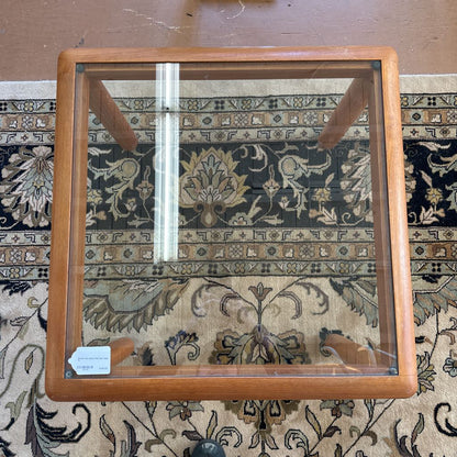 Danish Teak Glass Top Side Table