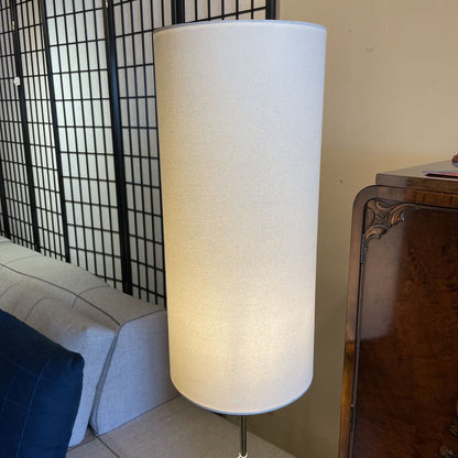 Tall White Shad Floor Lamp with Black Orb Base LAMPS