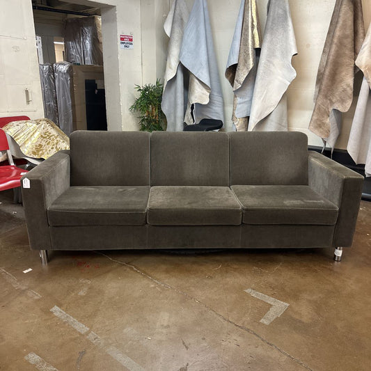 Grey Mohair Sofa w/ Chrome Legs