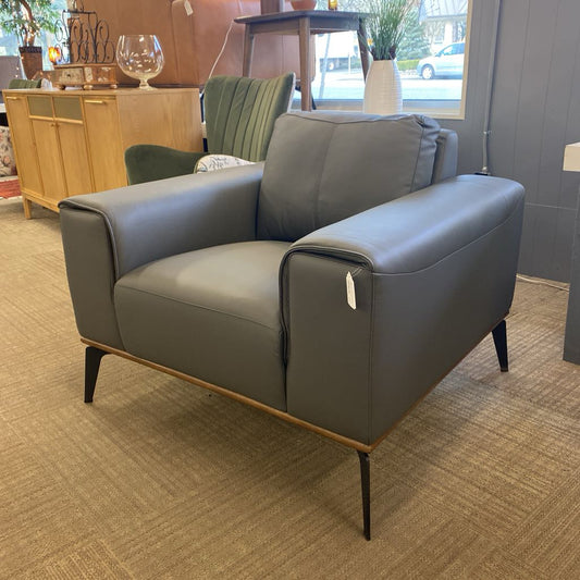 Top Grain Gray Mod Leather Chair