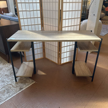 Grey Metal Frame Desk W/ Shelves