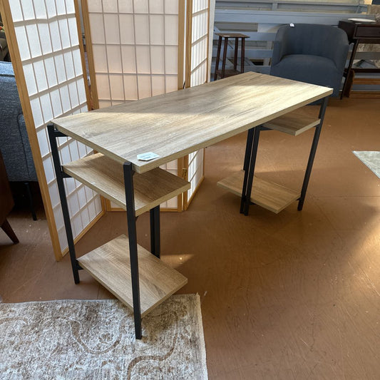 Grey Metal Frame Desk W/ Shelves