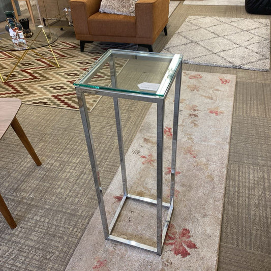 Chrome Pedestal Glass Top C SIDE TABLES