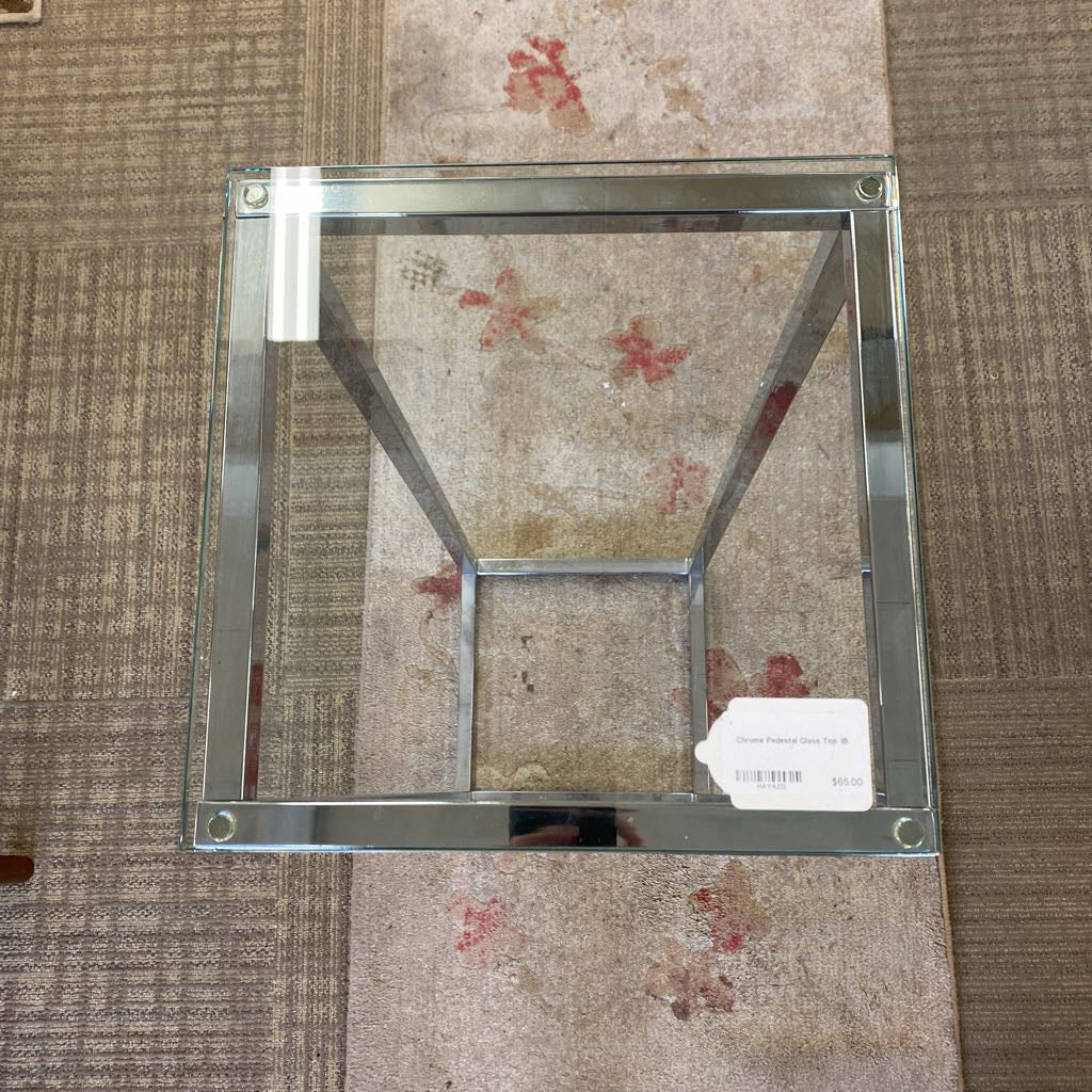 Chrome Pedestal Glass Top C SIDE TABLES