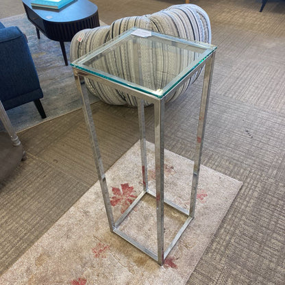 Chrome Pedestal Glass Top C SIDE TABLES