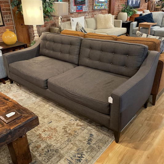 Sloped Arm Gray Tufted 2 Seat Sofa