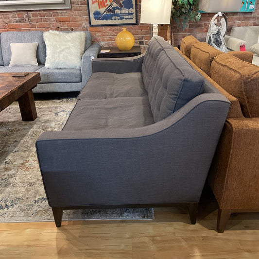Sloped Arm Gray Tufted 2 Seat Sofa